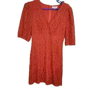 NSR Napean Sea Rd Womens Dress Red Size Small Harlow Lace Mini Melon